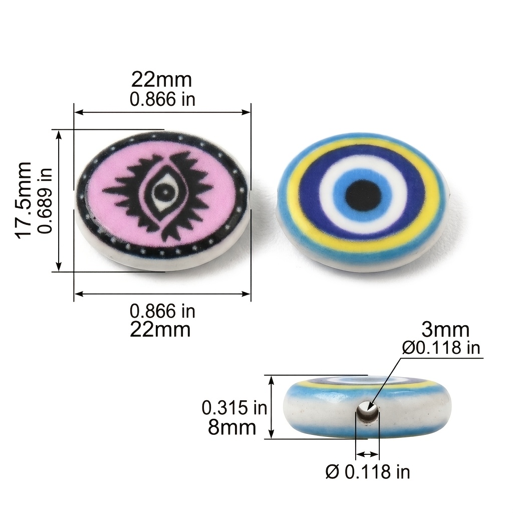 Bohemian Ceramic Evil Eye Pattern Bracelet & Earring Set